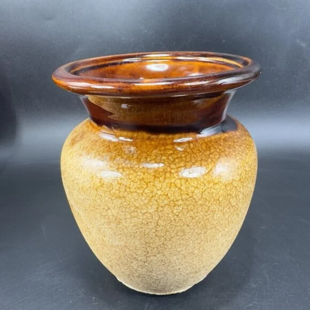 Royal Haeger Brown Earth Glaze Ceramic Vase Vessel Drip Glaze Signed Pottery VTG